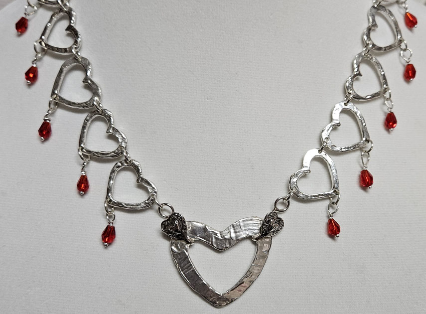 Long Heart Red Briolettes